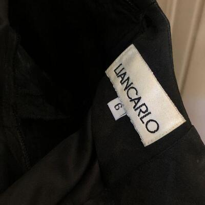 Liancarlo Black Ruched Dress with Long Sleeves Size 6