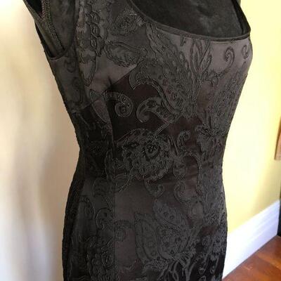 Redux Charles Chang-Lima Black Fitted Gown with Dramatic Red Slit Size 10