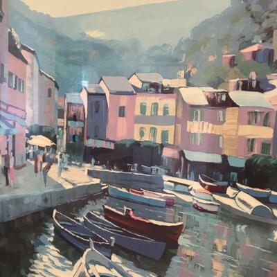 Vintage Framed Scenic Gondola River Picture (70)