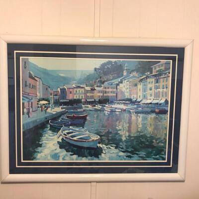 Vintage Framed Scenic Gondola River Picture (70)