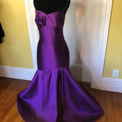 Angel Sanchez Deep Purple Silk Mermaid Gown Size 10