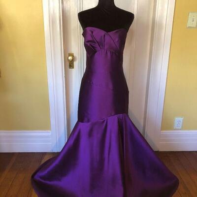 Angel Sanchez Deep Purple Silk Mermaid Gown Size 10