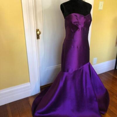 Angel Sanchez Deep Purple Silk Mermaid Gown Size 10