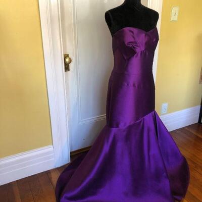 Angel Sanchez Deep Purple Silk Mermaid Gown Size 10