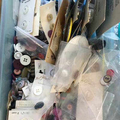 Vintage Mix Group of Sewing Items, Buttons, Thread, Tools, Lace, Containers (80)