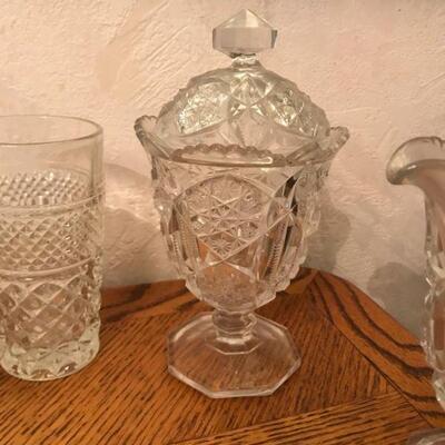 Vintage Clear Cut Crystal Glass - Tumblers Sugar Creamer (90)