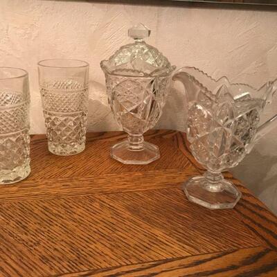 Vintage Clear Cut Crystal Glass - Tumblers Sugar Creamer (90)