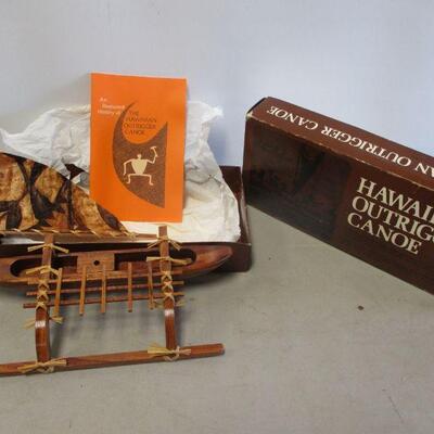 Lot 161 - Vintage Hawaiian Outrigger Canoe in Original Box with Sail