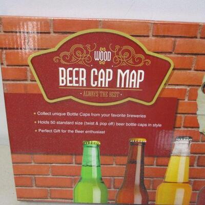 Lot 163 - Wood Beer Bottle Cap Map of USA Collection