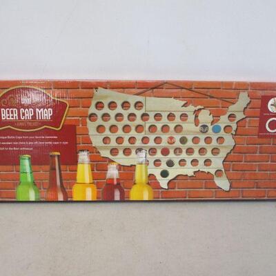 Lot 163 - Wood Beer Bottle Cap Map of USA Collection