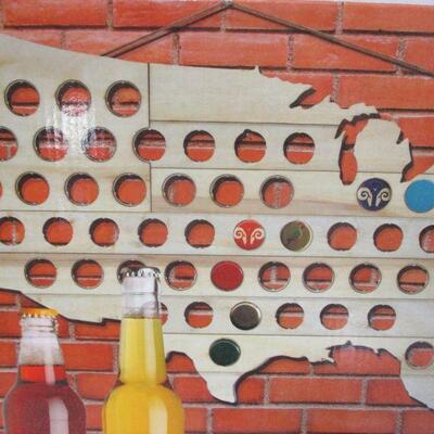 Lot 163 - Wood Beer Bottle Cap Map of USA Collection