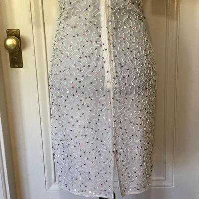 Laurence Kazar White Dress with Multicolor Sequins Size Small