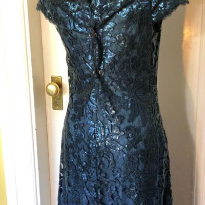 Tadashi Shoji Dark Blue Lace Off Shoulder Sleeve Gown Size 8