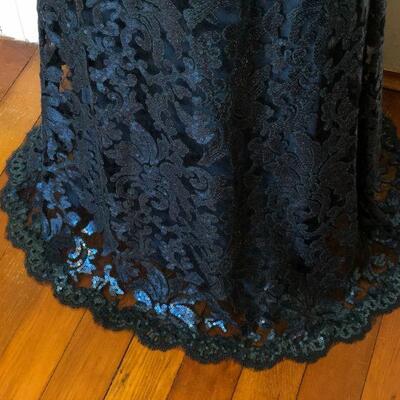 Tadashi Shoji Dark Blue Lace Off Shoulder Sleeve Gown Size 8