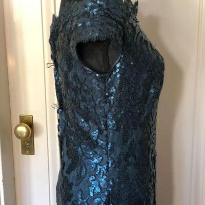 Tadashi Shoji Dark Blue Lace Off Shoulder Sleeve Gown Size 8