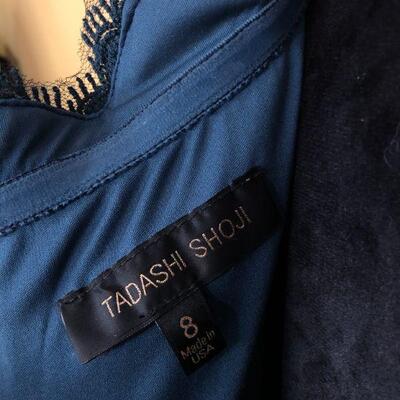 Tadashi Shoji Dark Blue Lace Off Shoulder Sleeve Gown Size 8