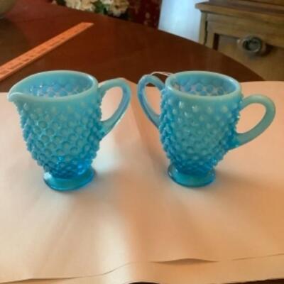 HOBNAIL BLUE FENTON CREAM SUGAR