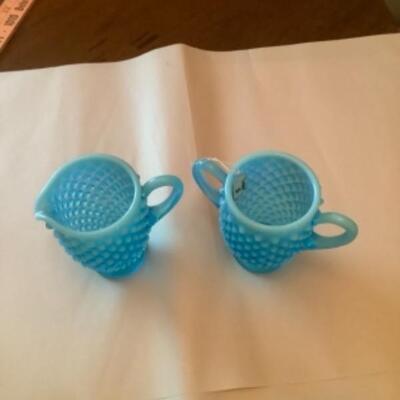 HOBNAIL BLUE FENTON CREAM SUGAR