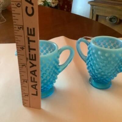 HOBNAIL BLUE FENTON CREAM SUGAR