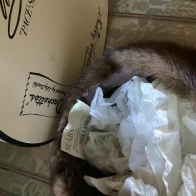 Vtg MINK HAT SEARS + BOX