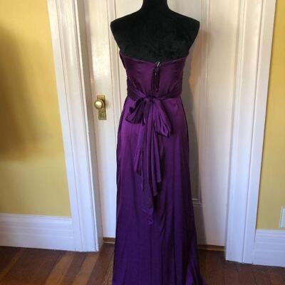 David Meister Strapless Deep Purple Gown with Natural Waist Size 10