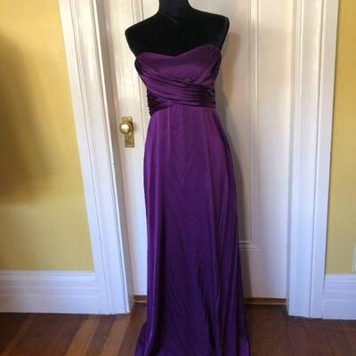 David Meister Strapless Deep Purple Gown with Natural Waist Size 10