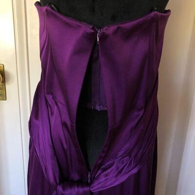 David Meister Strapless Deep Purple Gown with Natural Waist Size 10