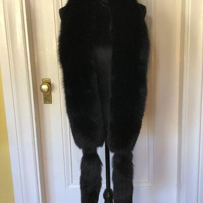 Luxurious Vintage Black Fox Fur Stole Scarf Wrap
