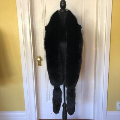 Luxurious Vintage Black Fox Fur Stole Scarf Wrap