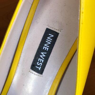 Nine West Yellow Leather Pumps Heels in Size 8.5 M