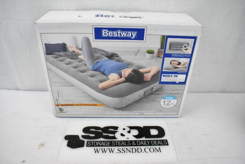 Bestway 12in Air Mattress with Built in Ac Pump, Twin Size New