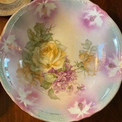 Old World Handpainted Porcelain Round  Serving Platter 