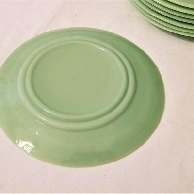 Lot #8  Set of Contemporary Jadite Style dinner plates and salad plates