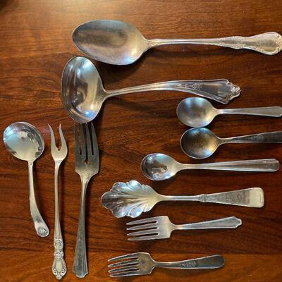Mixed Flatware Silverplate Serving Pieces 