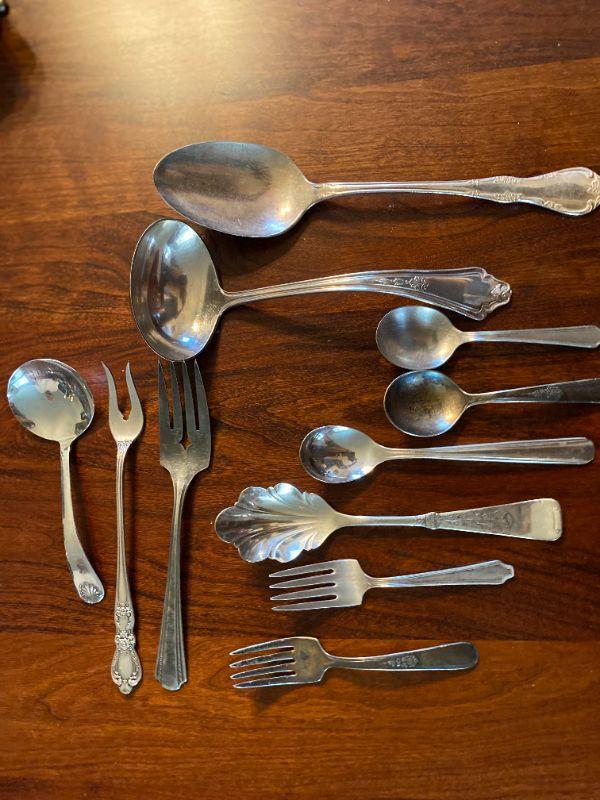 Mixed Flatware Silverplate Serving Pieces