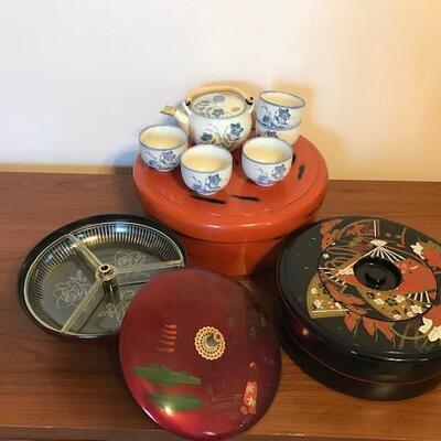 Vintage Lot of Japanese Kitchen Compartments Tea Set Trays (95)