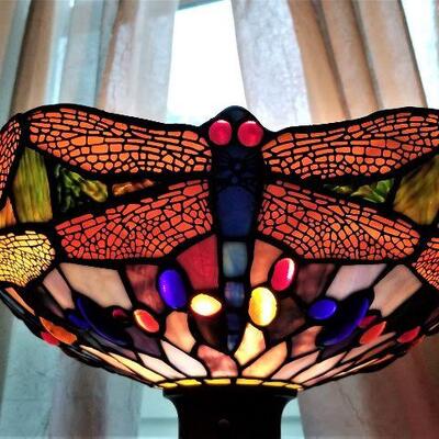 Lot #12  Tiffany Style Floor Lamp - Dragonfly theme