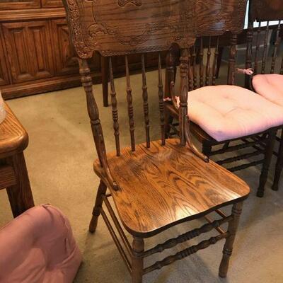 Vintage Oak Dining Room Chairs With Seat Cushions (101)