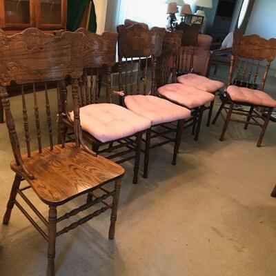 Vintage Oak Dining Room Chairs With Seat Cushions (101)