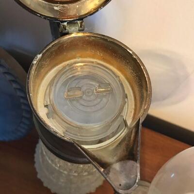 Group of Antique Items, Hurricane Lamp, Jug, Crystal Silver Pitcher, etc (105)