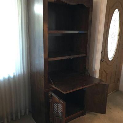 Vintage Dark Wood Cabinet With Drop Down Door (109)