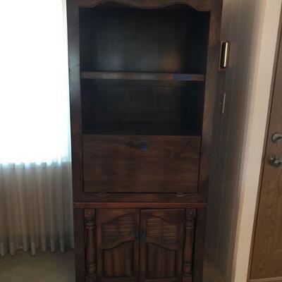 Vintage Dark Wood Cabinet With Drop Down Door (109)