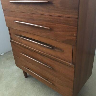 Mid Century Five Drawer Wood Cabinet (113)