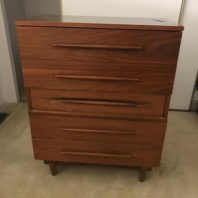 Mid Century Five Drawer Wood Cabinet (113)