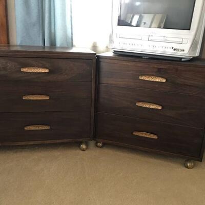 Vintage Pair of Woodland of Torrance Rolling Cabinets (118)