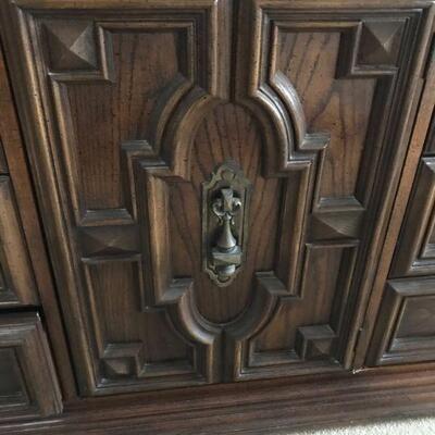 Vintage Levitz Thomasville Furniture Bedroom Set, Dresser, Mirrors, Armoire, Headboard (119)