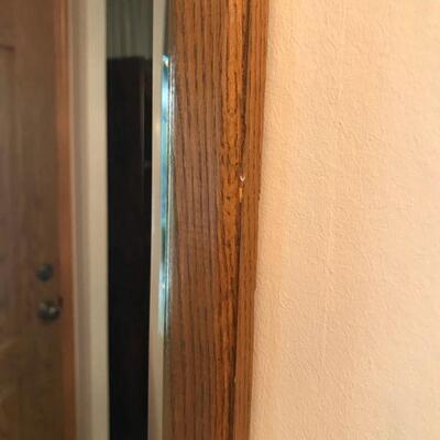 Vintage Wood Framed Mirror With Beveled Edge (134)