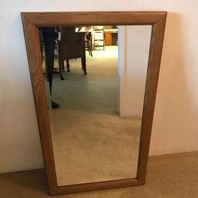 Vintage Wood Framed Mirror With Beveled Edge (134)