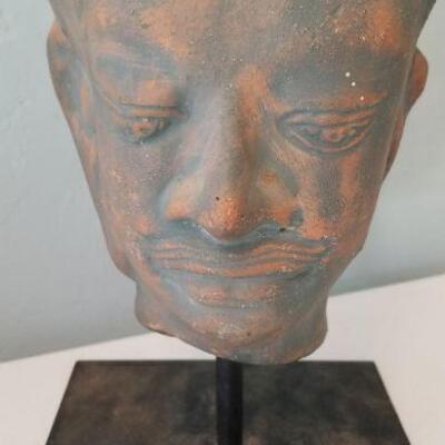 Lot #24  South East Asian Style Head Sculpture on Metal Stand