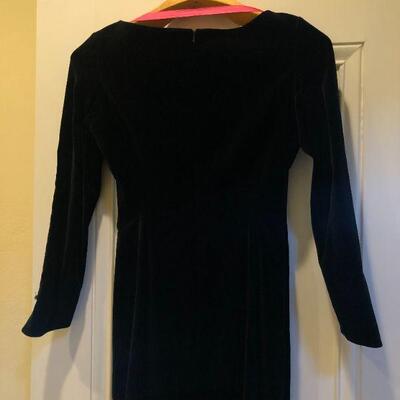 Elegant Thierry Mugler Paris Black Velvet Floor Length Gown 3/4 Sleeves Size 40